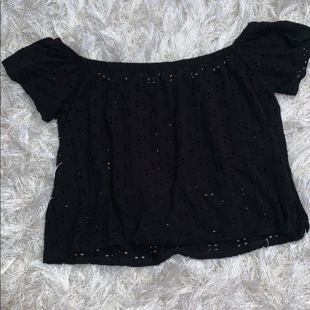 Off the shoulder black blouse
